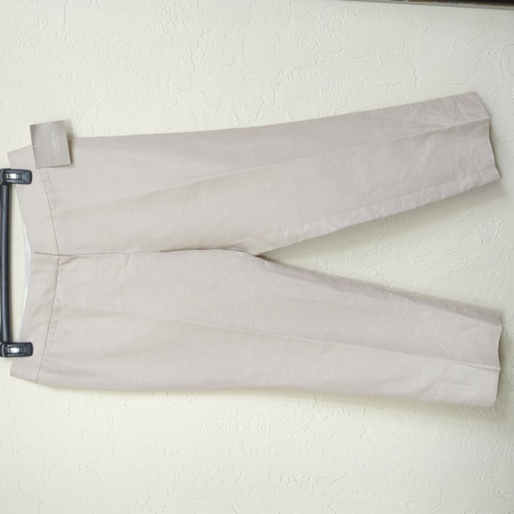Liz Claiborne Audra Linen Blend Tailored Trousers in Sand Size 12